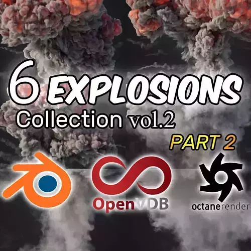 VDB Animated Explosion Pack vol2 Part2 3D Model Collection