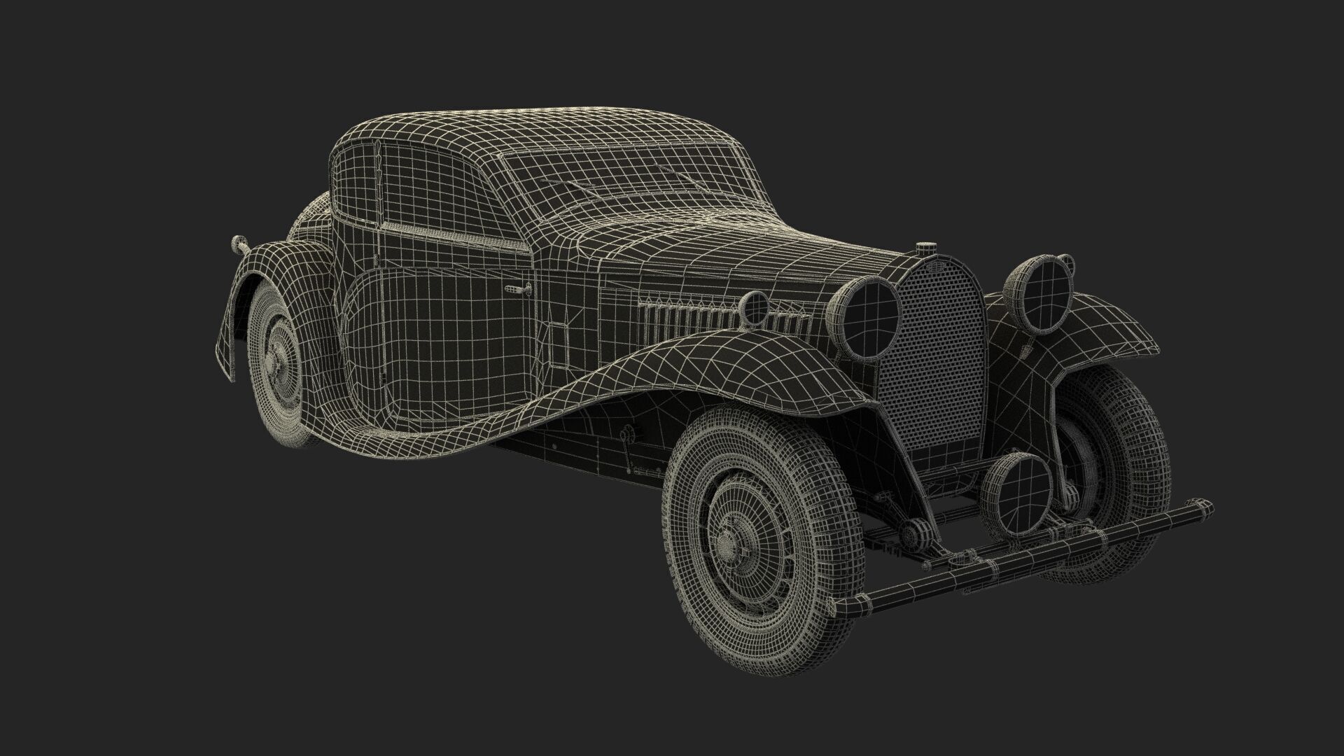 Golden vintage car   3D model_8