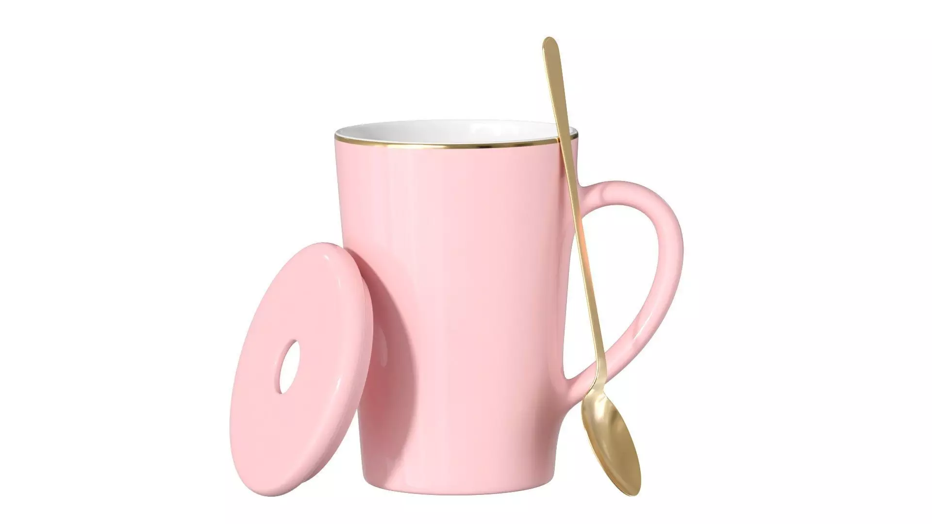 Coffee Mug With Lid and Spoon 3D model