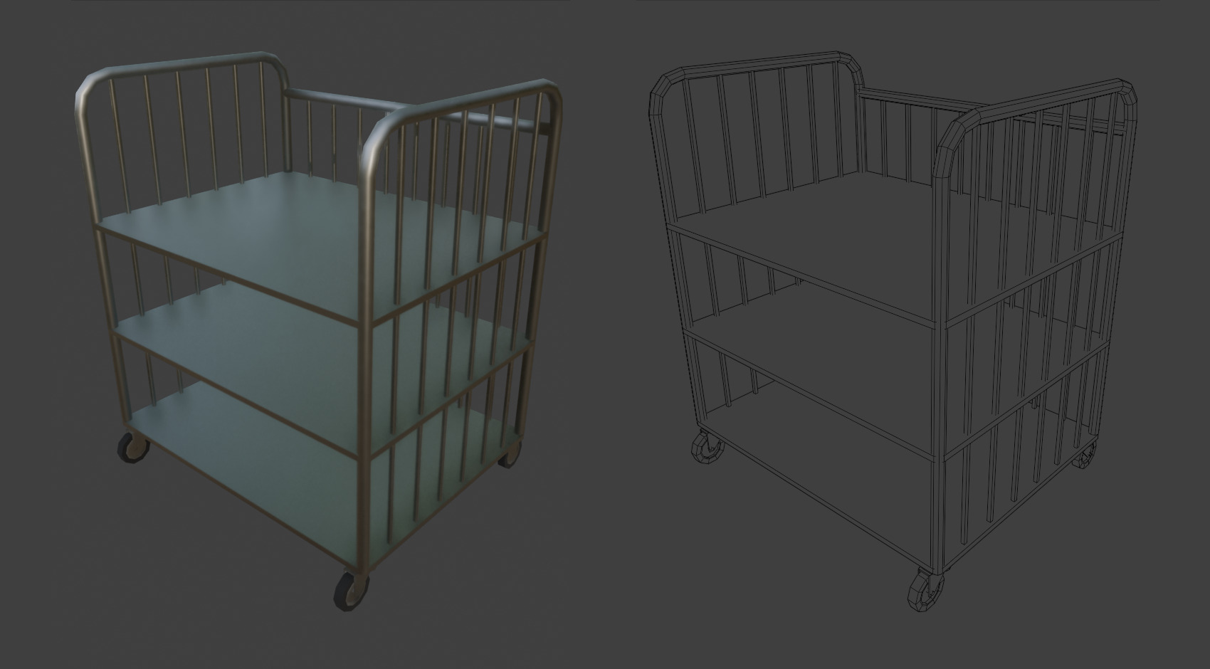 Shelving Cart Low-poly 3D model_1