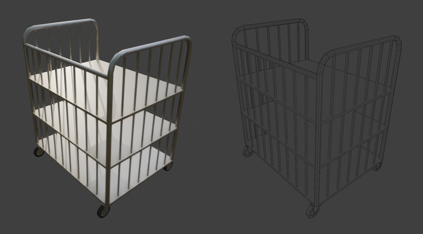 Shelving Cart Low-poly 3D model_3
