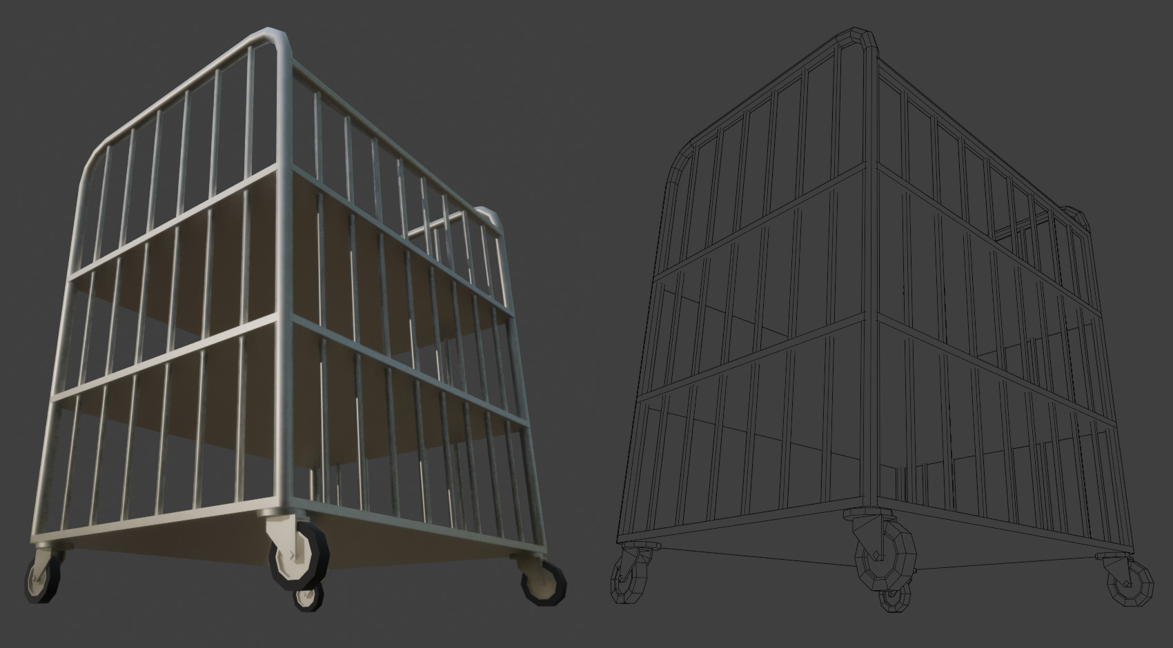 Shelving Cart Low-poly 3D model_2