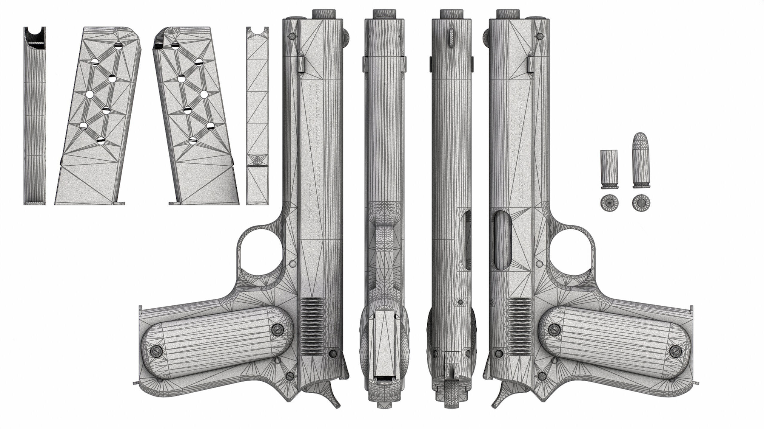 PBR Colt 1900 Pistol Low-poly 3D model_8