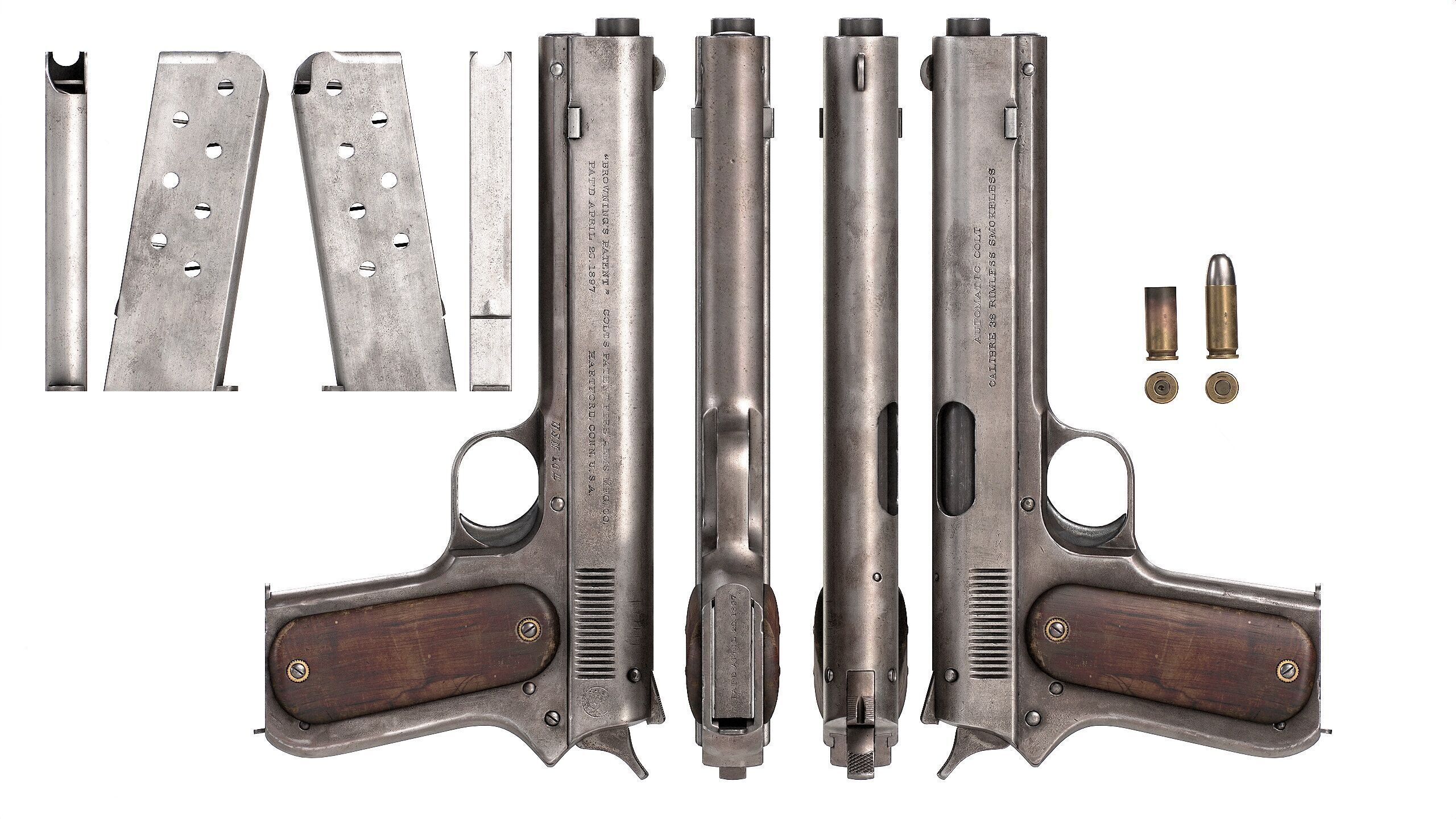 PBR Colt 1900 Pistol Low-poly 3D model_7