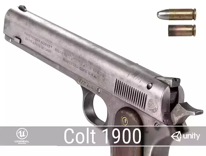 PBR Colt 1900 Pistol Low-poly 3D model