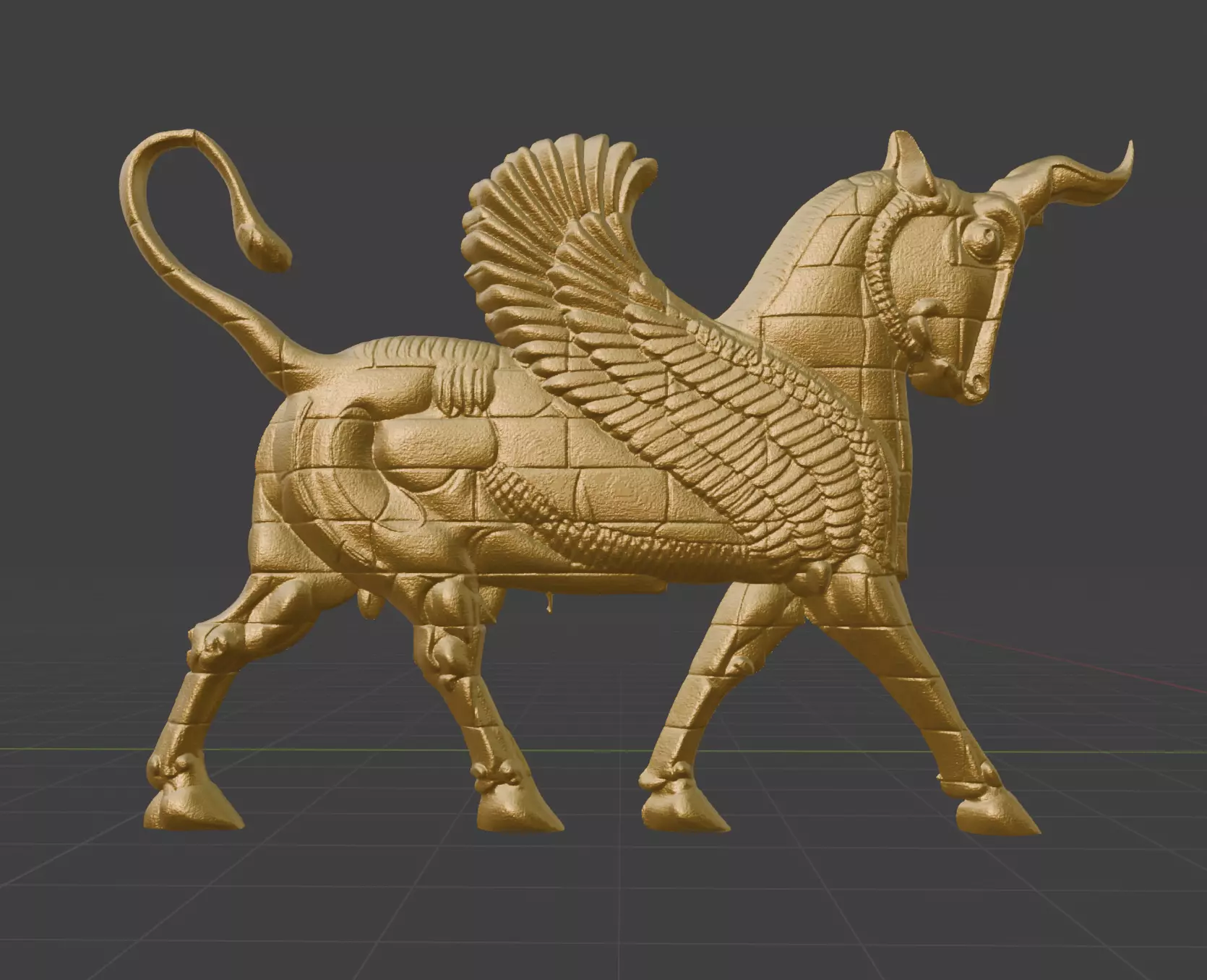 Persepolis Sacred Bull Sculpture 3D print model_0