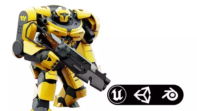 DOOM FIGHTER V-5  Rigged for Unreal Engine - Unity - MIXAMO 3D model