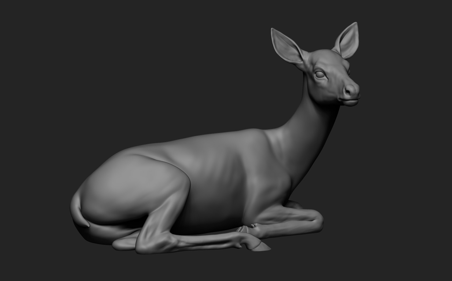 Deer lying down 3D print model_9