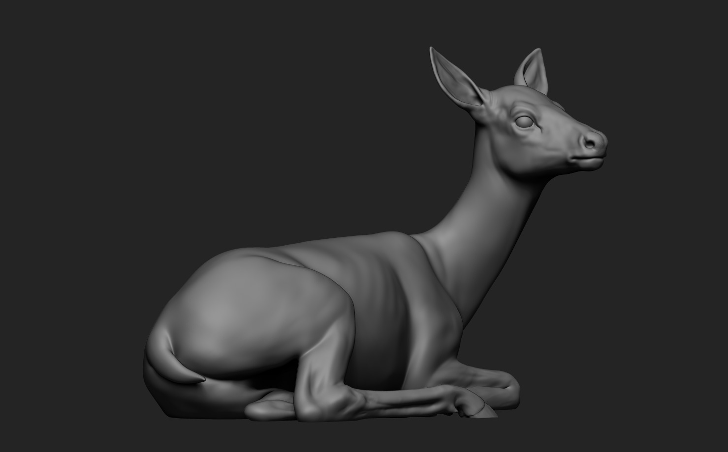 Deer lying down 3D print model_15