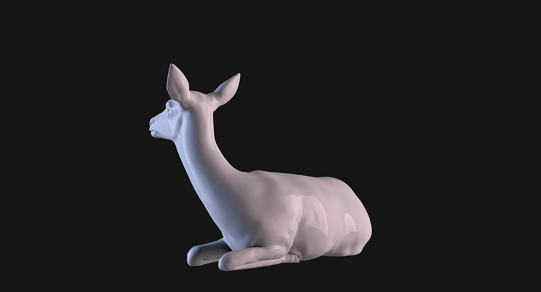 Deer lying down 3D print model_8