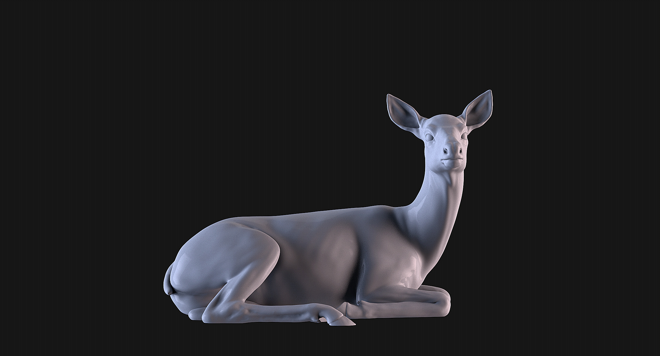 Deer lying down 3D print model_3