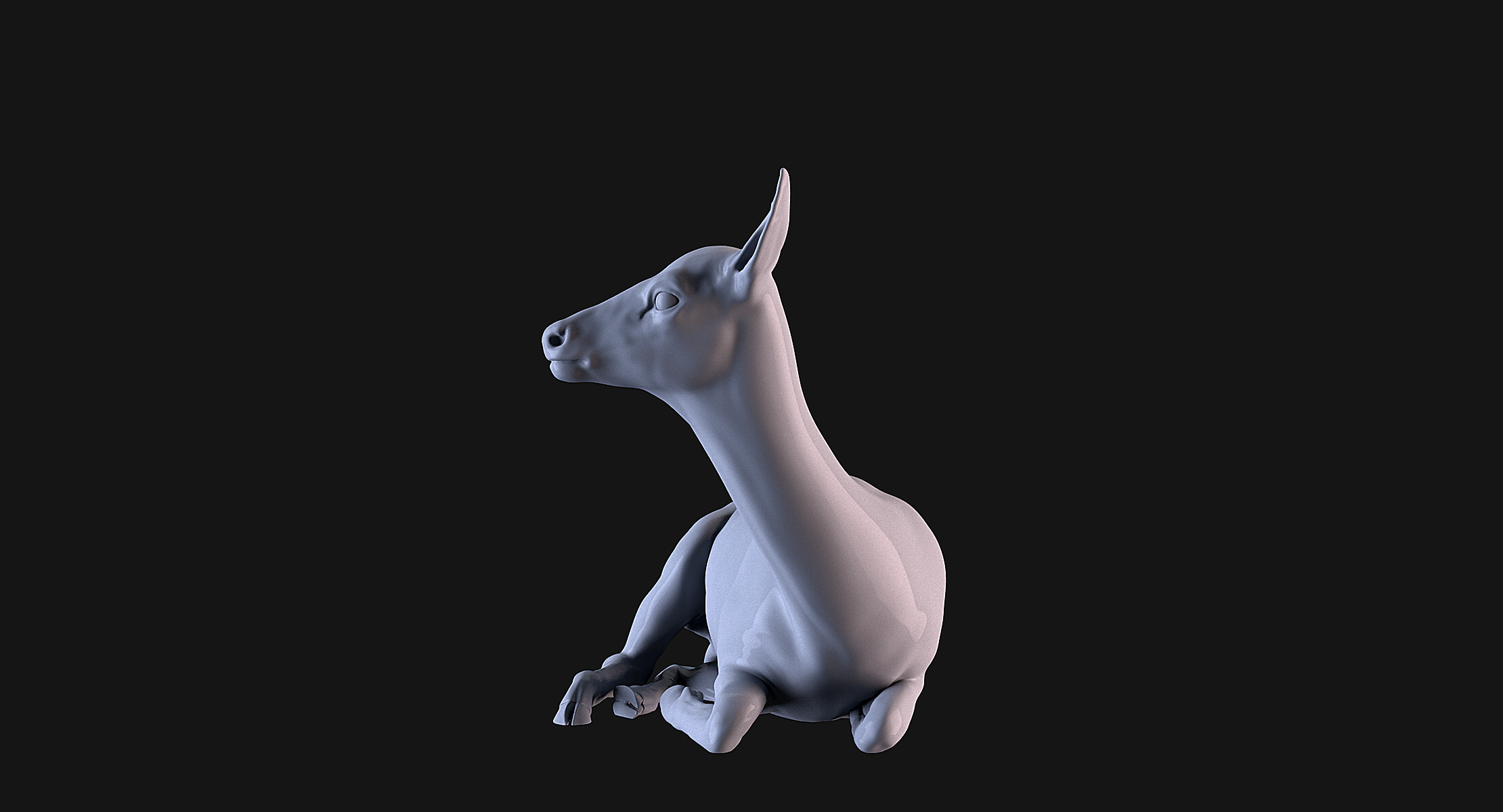 Deer lying down 3D print model_1