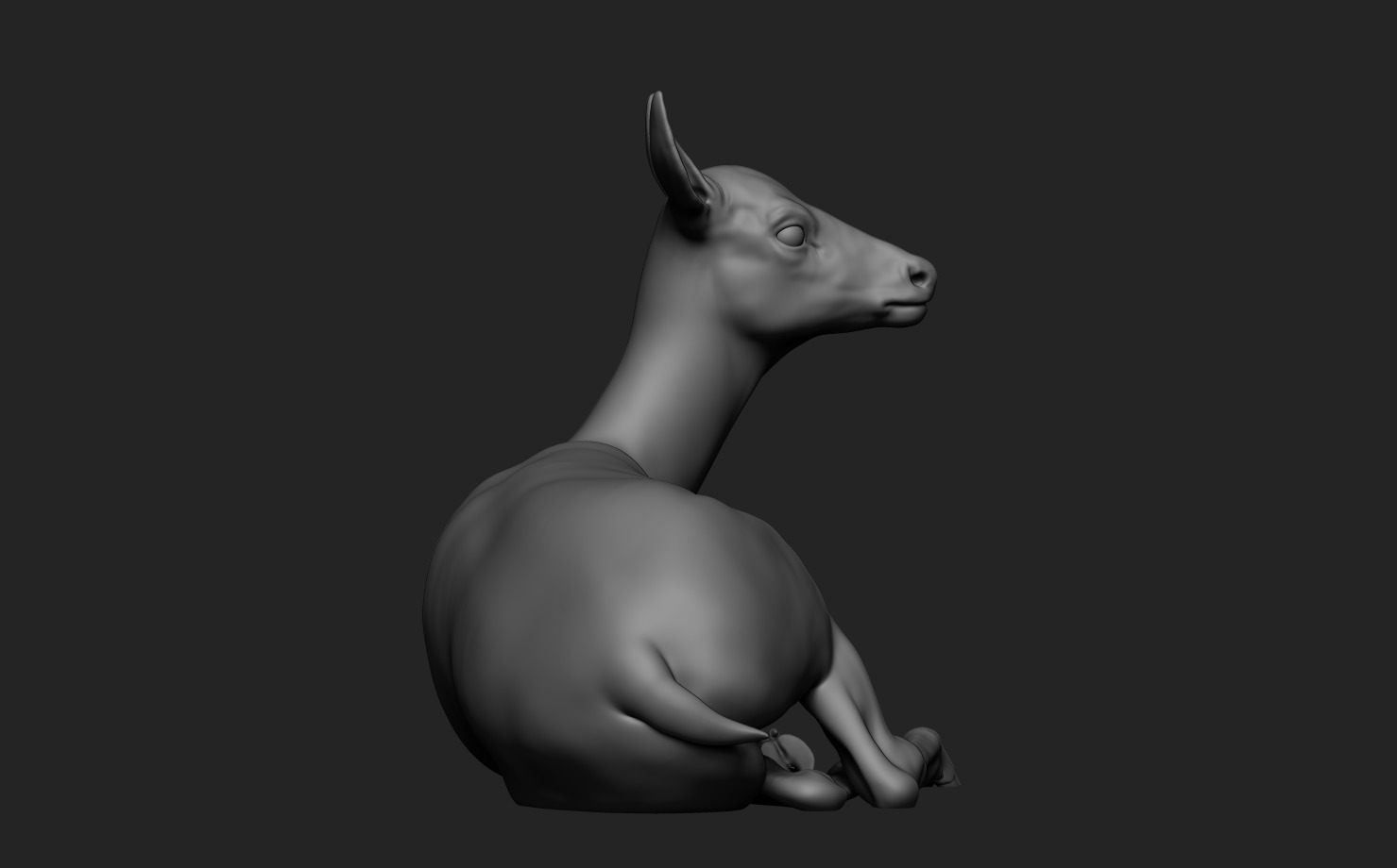 Deer lying down 3D print model_14