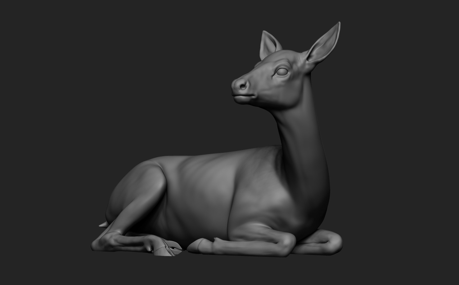 Deer lying down 3D print model_11