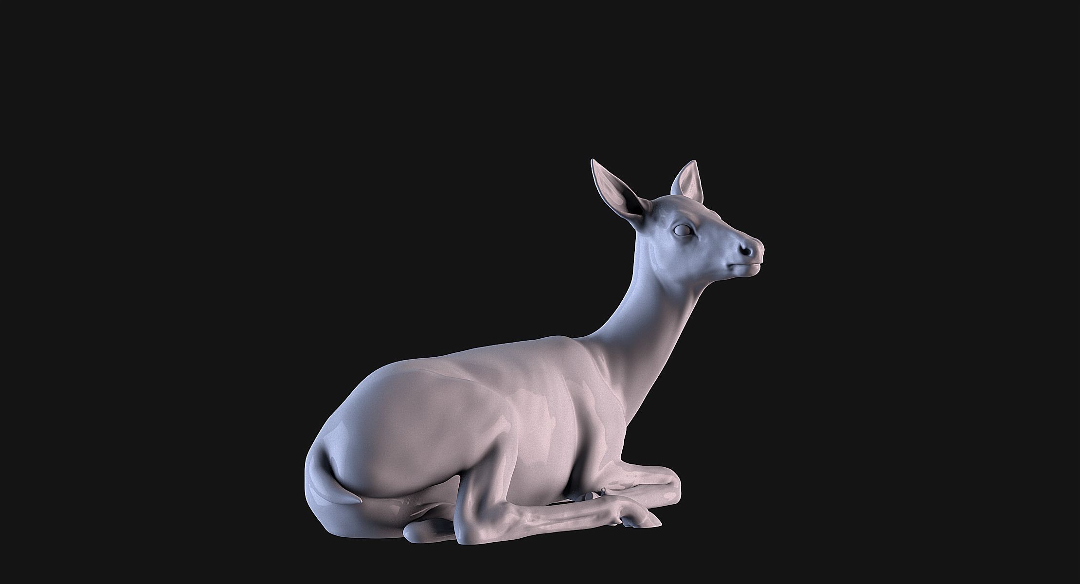 Deer lying down 3D print model_4