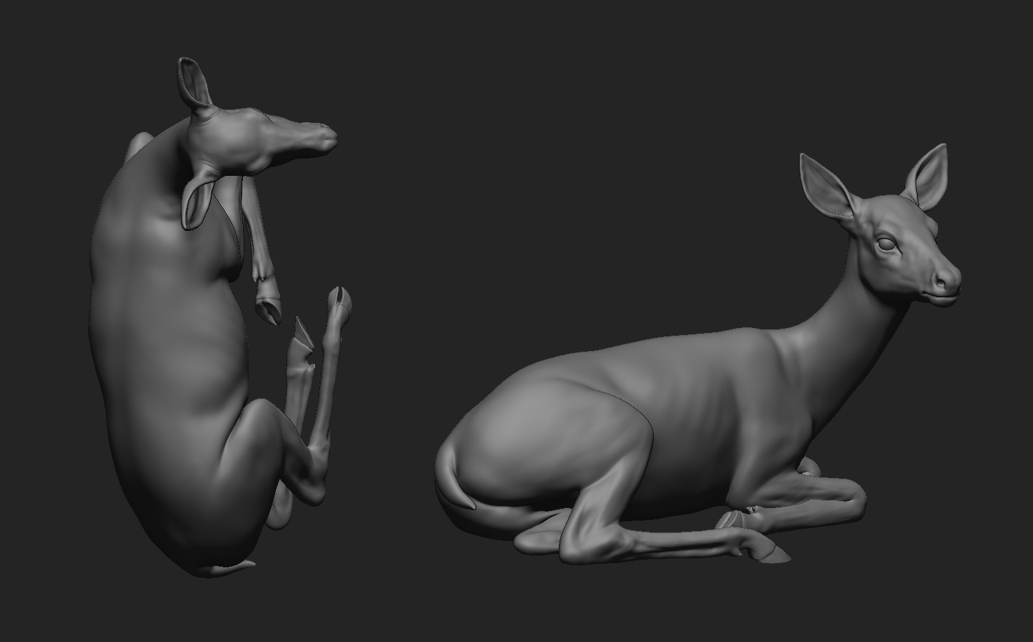 Deer lying down 3D print model_16