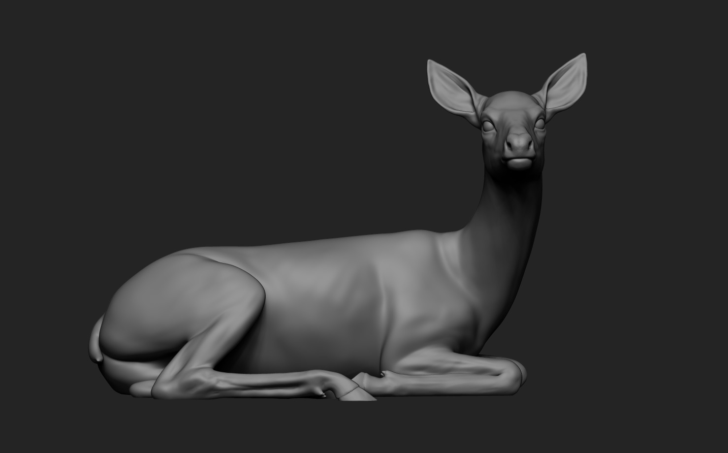 Deer lying down 3D print model_10