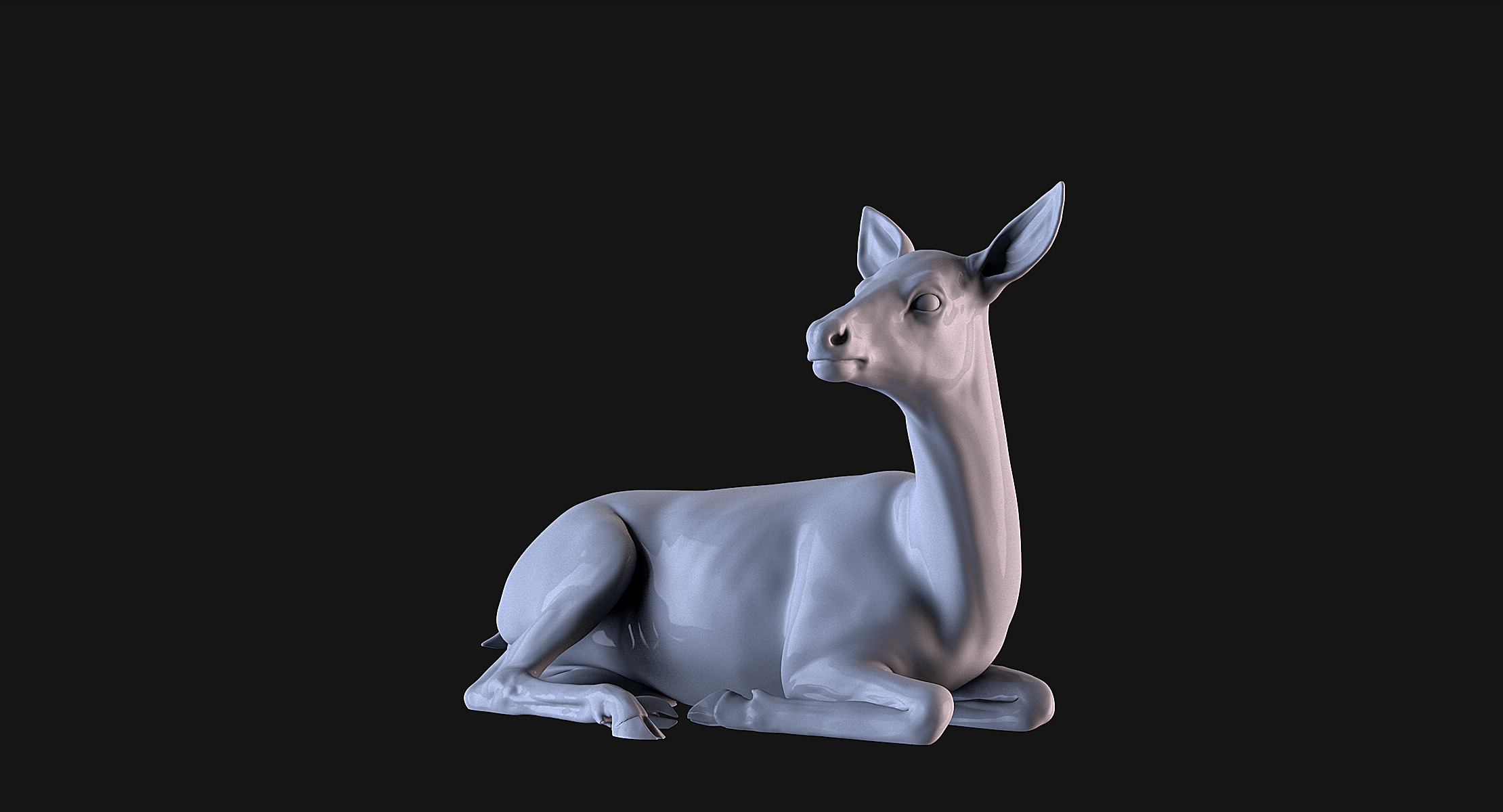 Deer lying down 3D print model_2