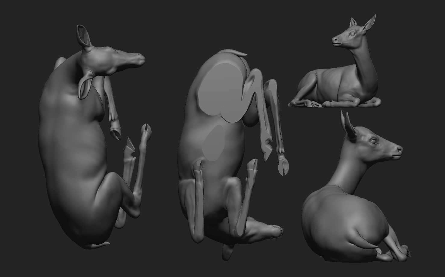 Deer lying down 3D print model_17