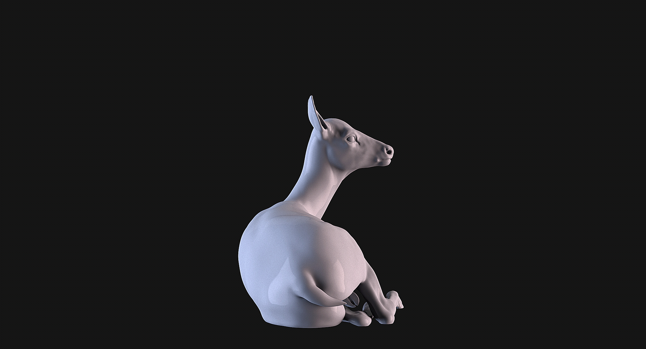 Deer lying down 3D print model_5