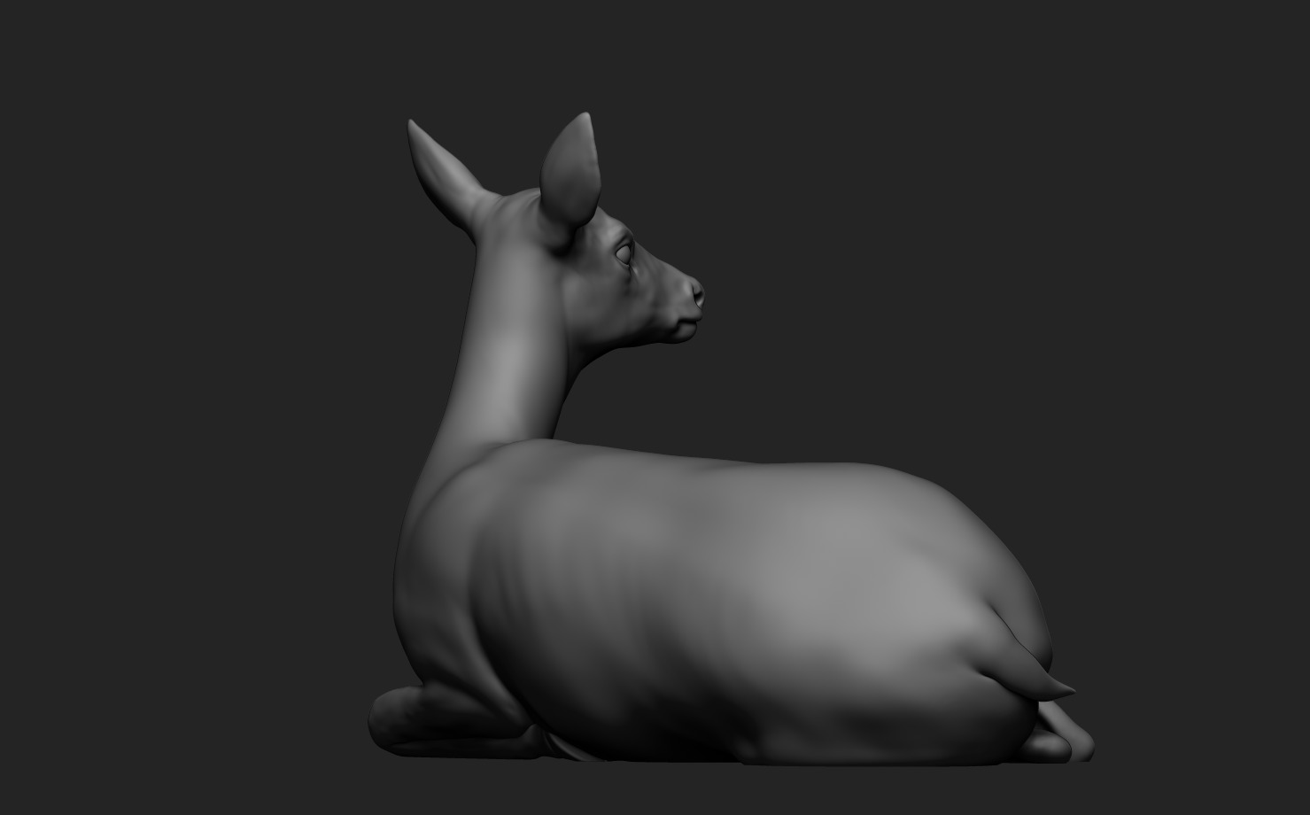 Deer lying down 3D print model_13