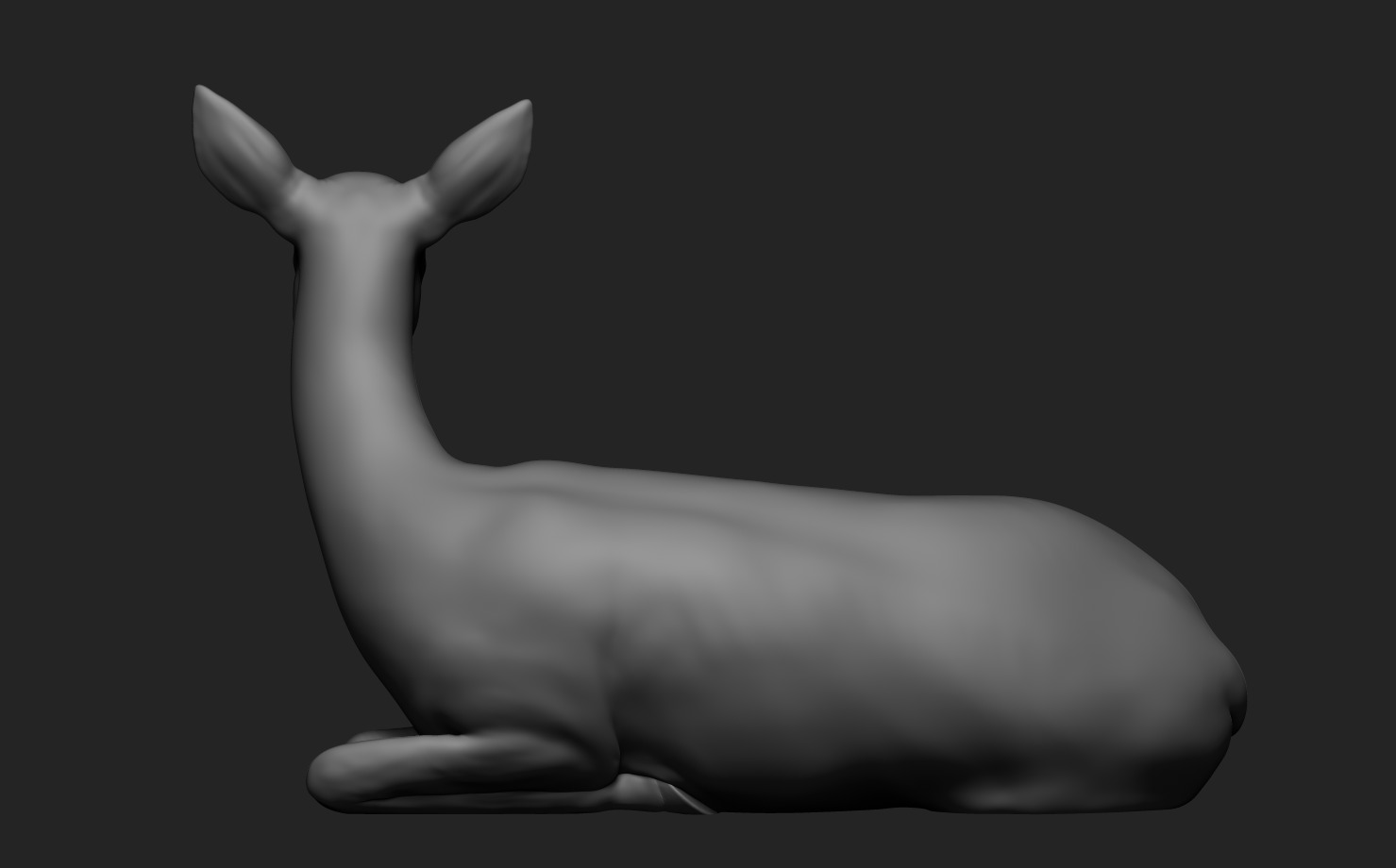 Deer lying down 3D print model_12
