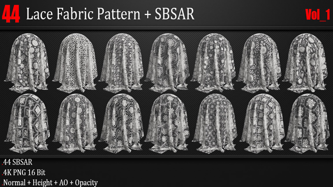 44 Lace Fabric Pattern SBSAR Vol 01 Texture_5