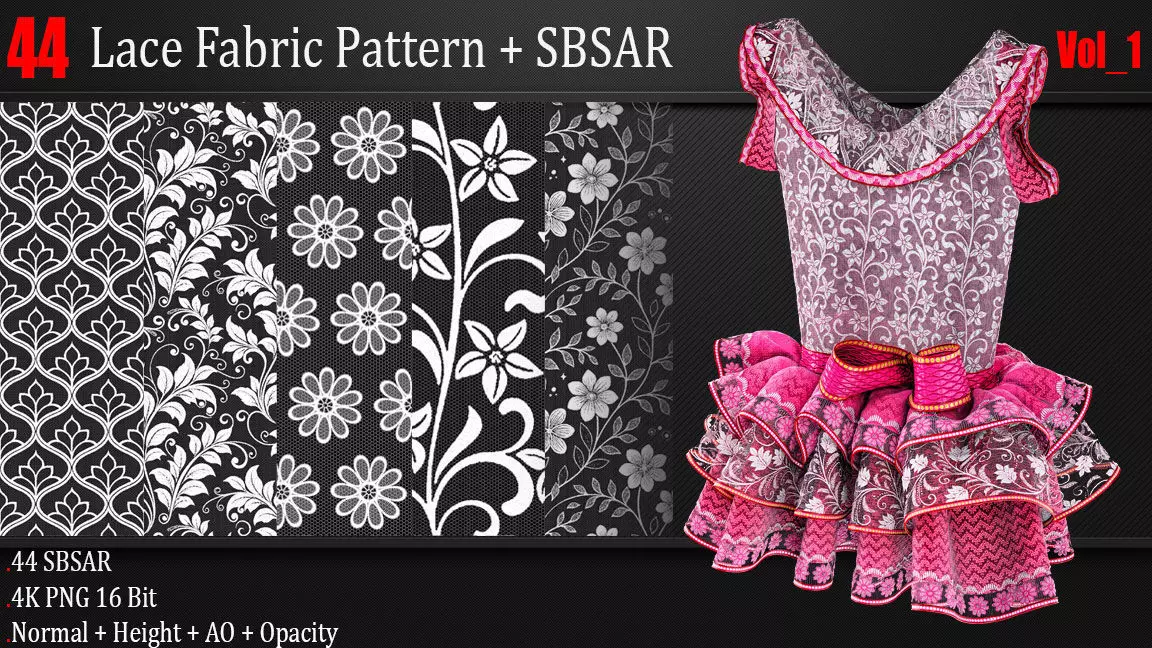 44 Lace Fabric Pattern SBSAR Vol 01 Texture_0