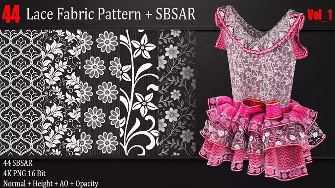 44 Lace Fabric Pattern SBSAR Vol 01