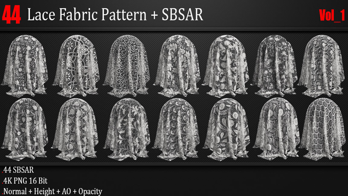 44 Lace Fabric Pattern SBSAR Vol 01 Texture_4