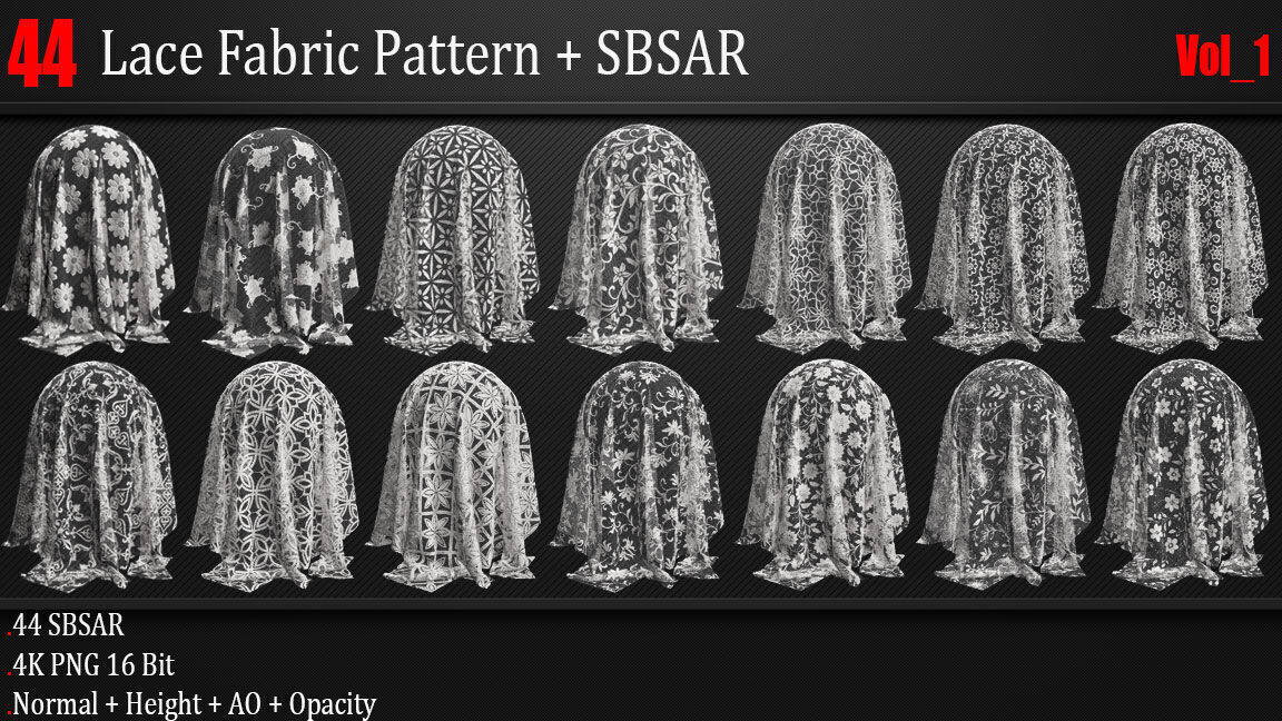 44 Lace Fabric Pattern SBSAR Vol 01 Texture_3