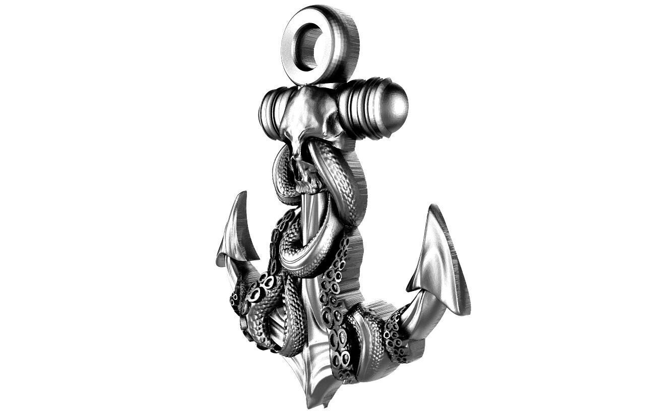 Anchor and Skull Pendant 3D print model_5