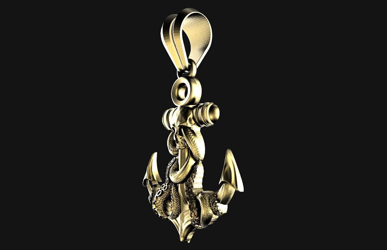 Anchor and Skull Pendant 3D print model_1