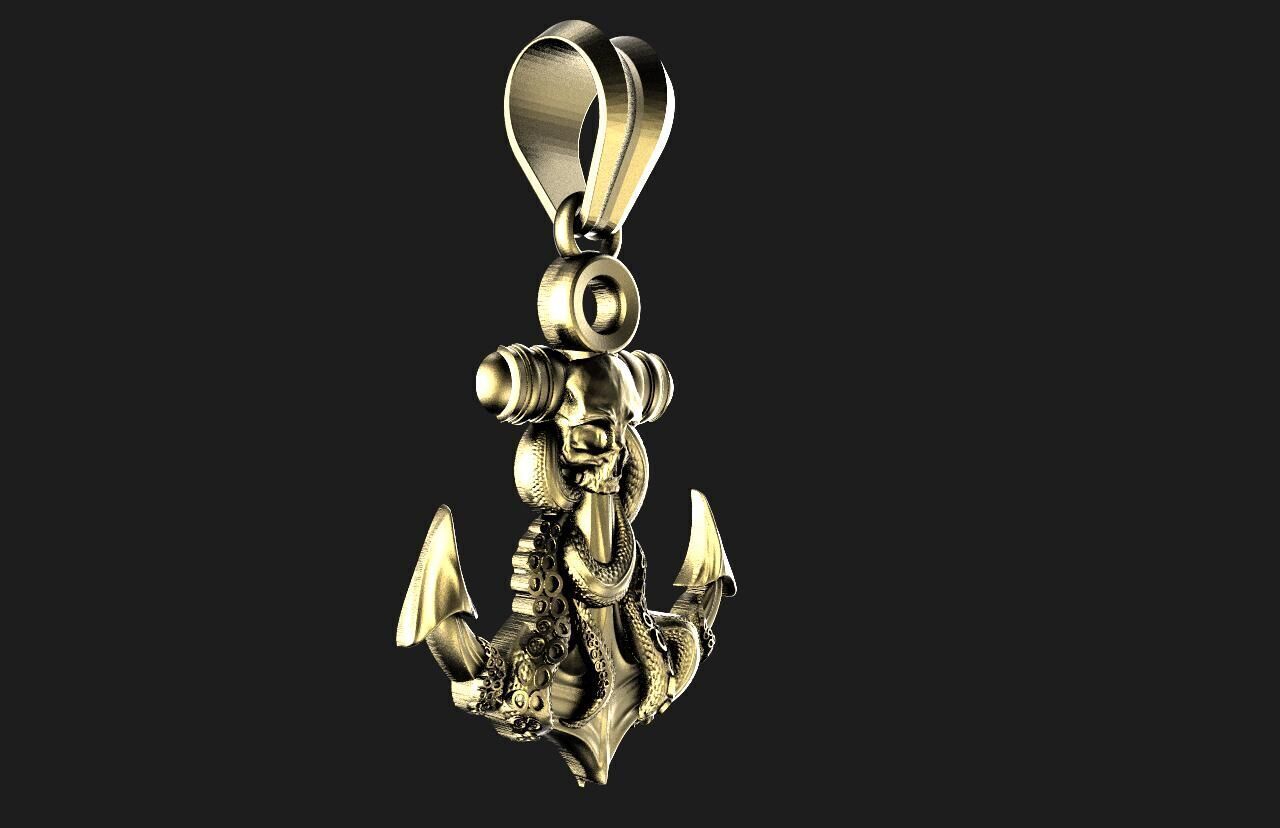 Anchor and Skull Pendant 3D print model_2