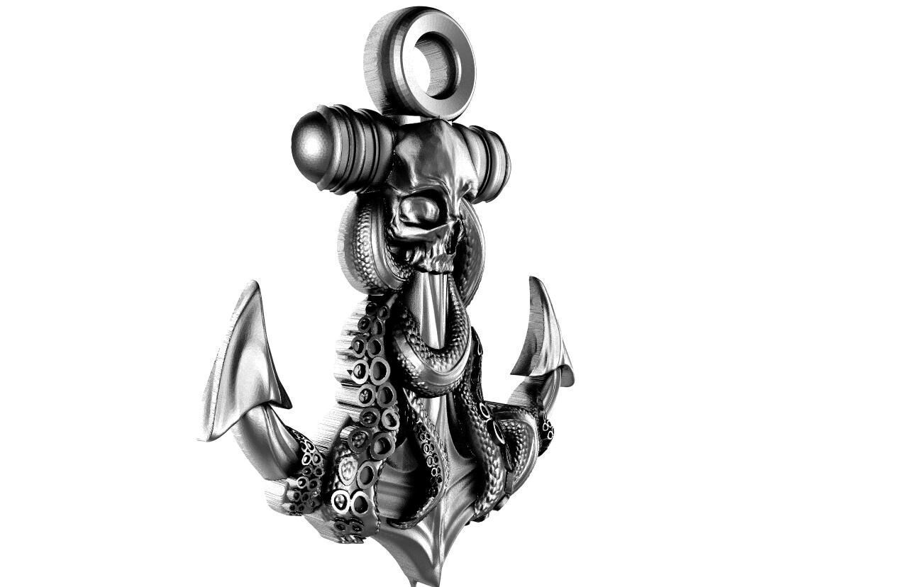 Anchor and Skull Pendant 3D print model_6