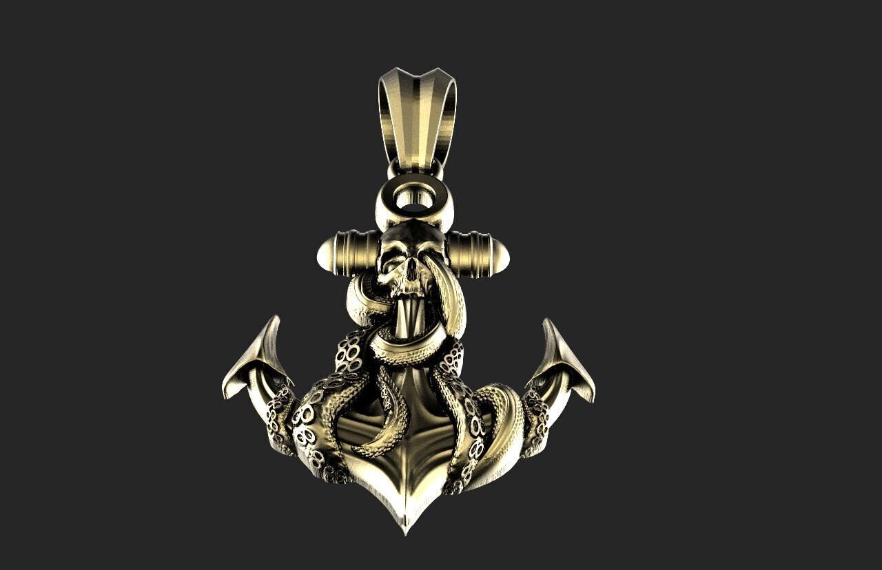 Anchor and Skull Pendant 3D print model_3