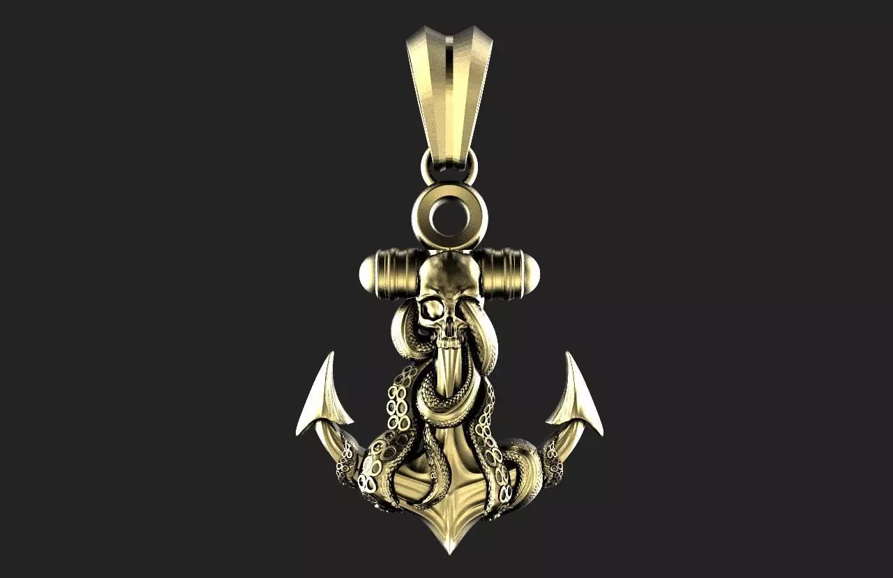 Anchor and Skull Pendant 3D print model_0