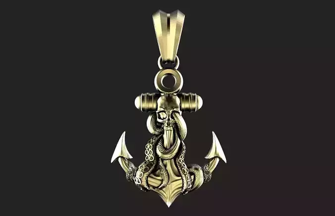 Anchor and Skull Pendant