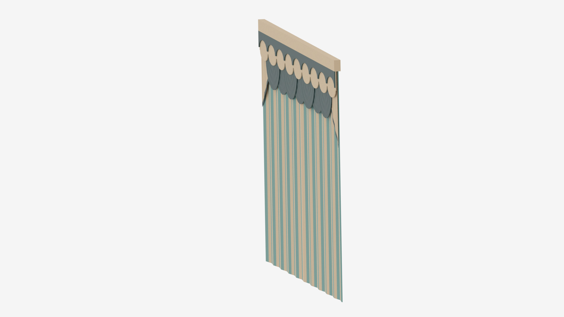 Cartoon Curtain Low-poly 3D model_3