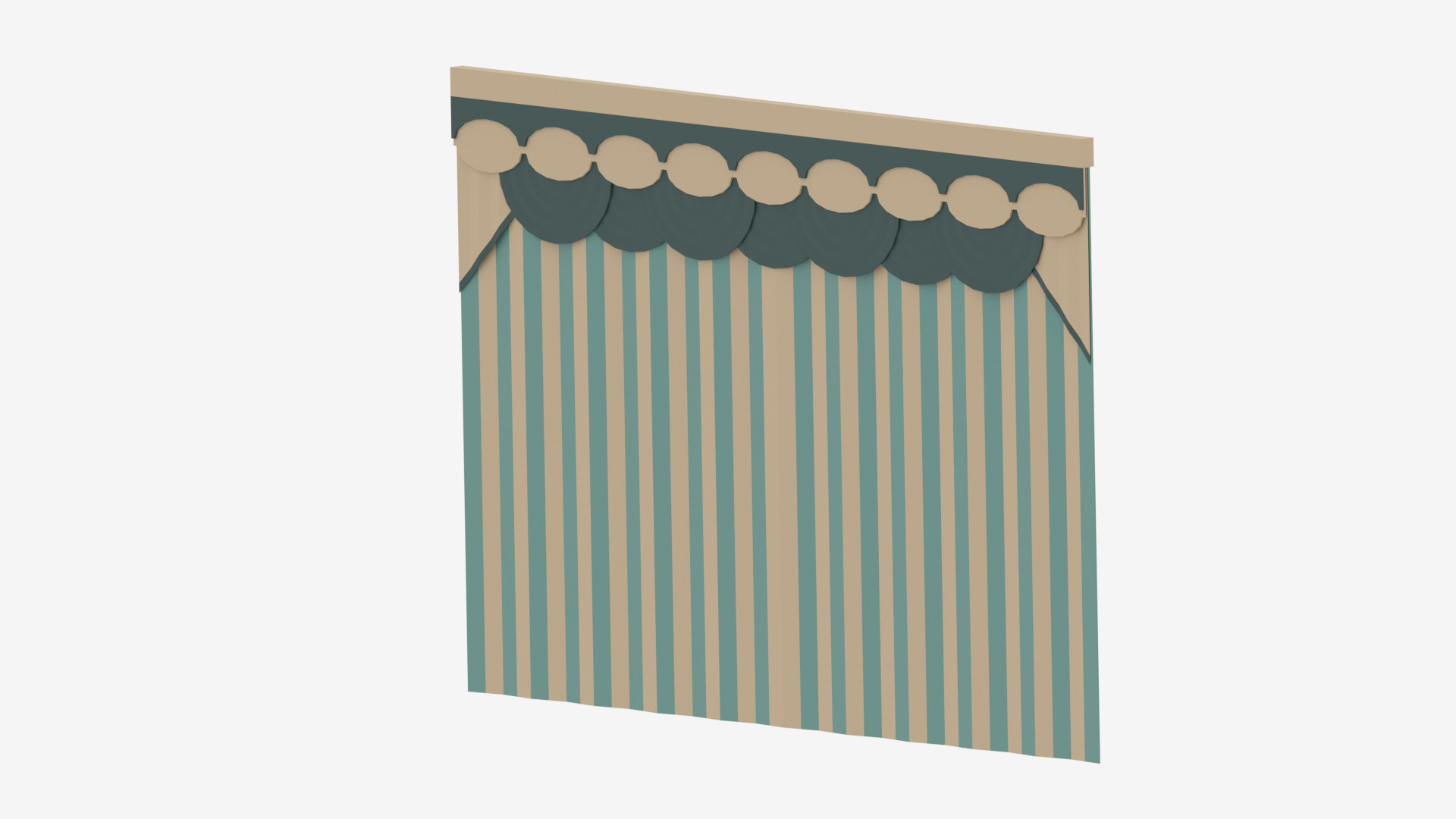 Cartoon Curtain Low-poly 3D model_2