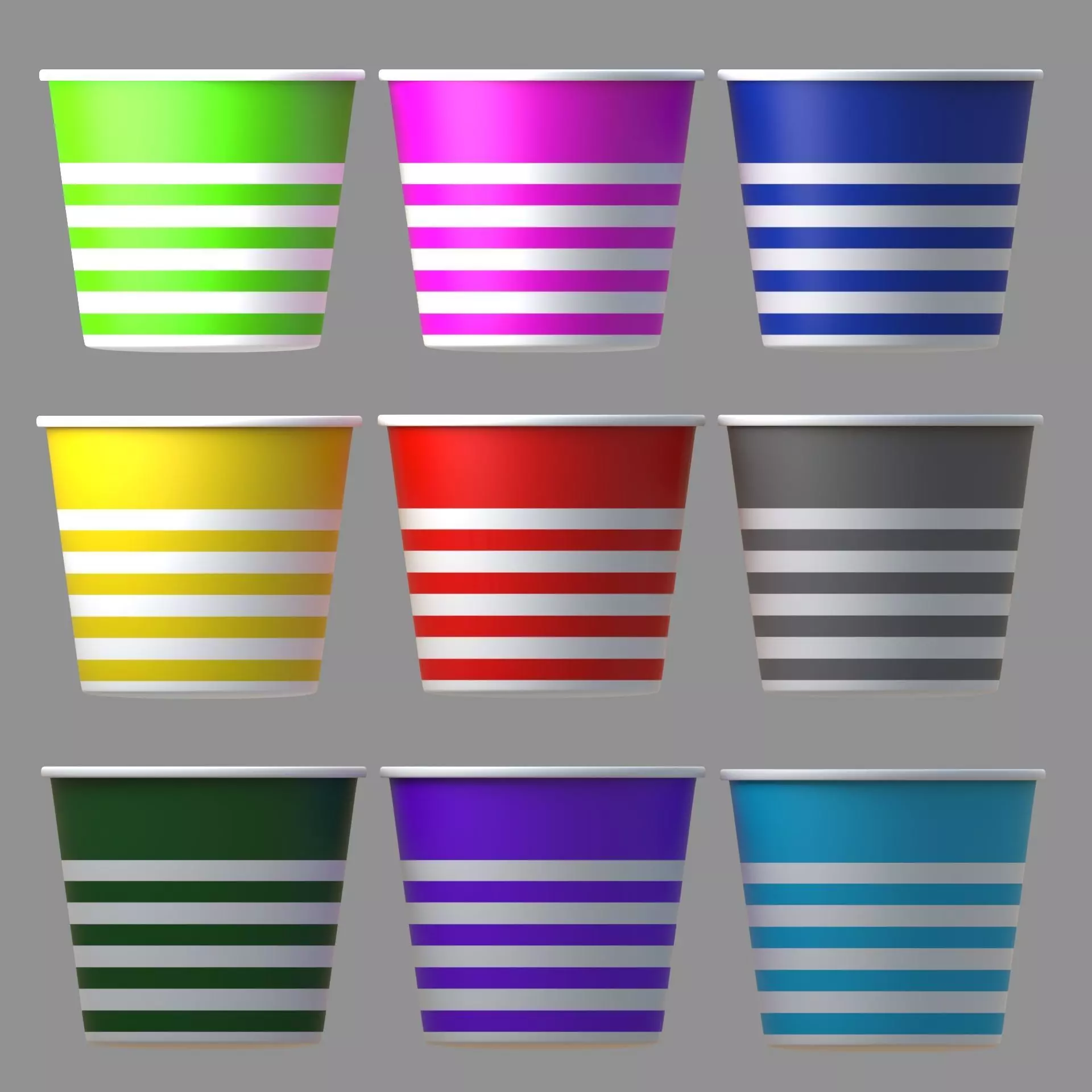 popcorn tub collection of 9 3D model_0