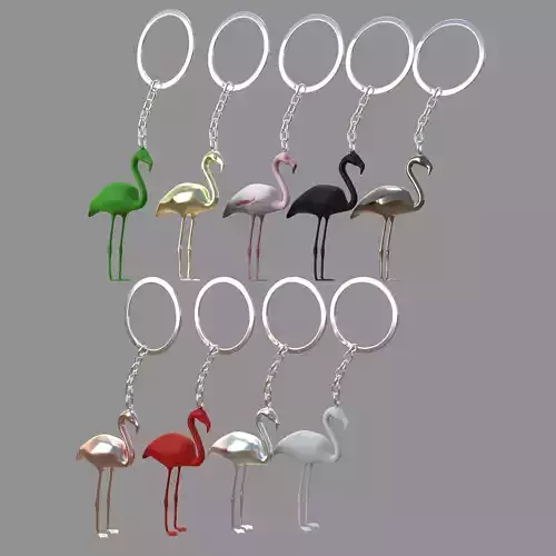  flamingo keychain collection of 9