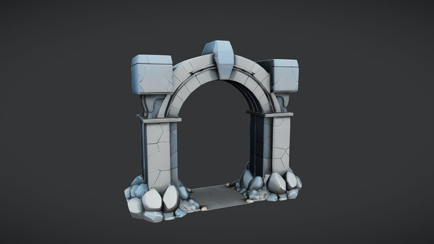 ancient stone archway 3D model_1