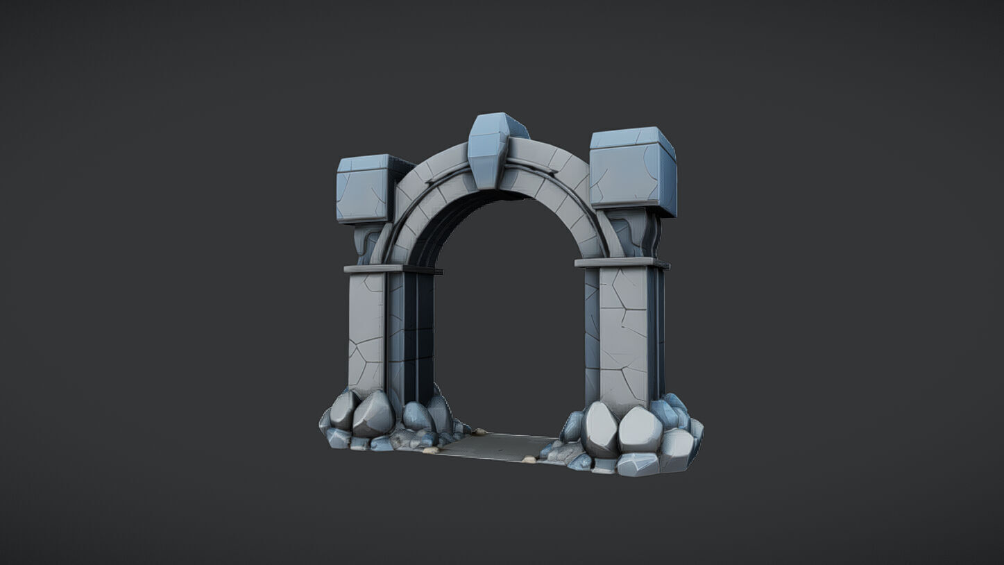 ancient stone archway 3D model_6