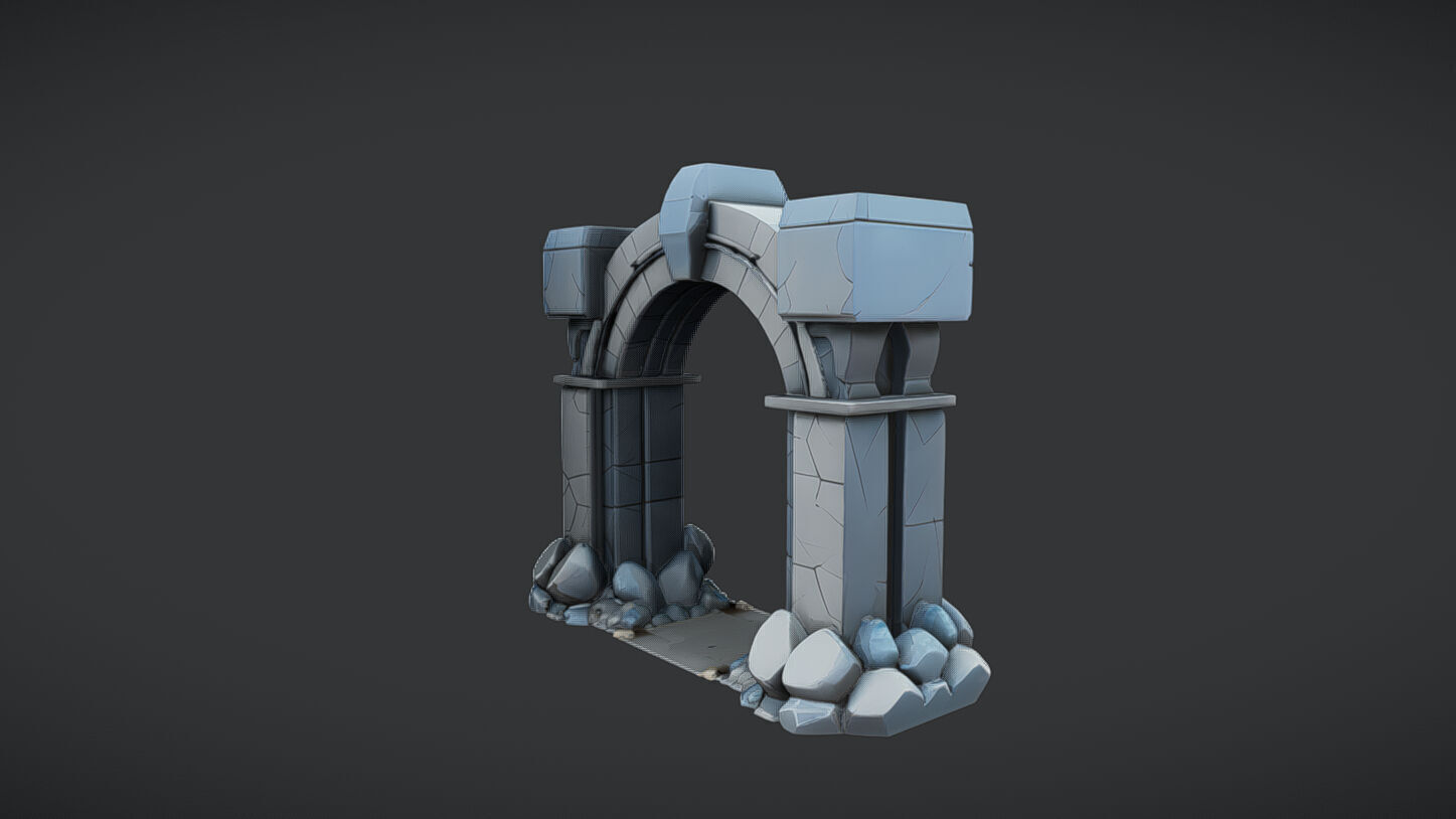 ancient stone archway 3D model_4