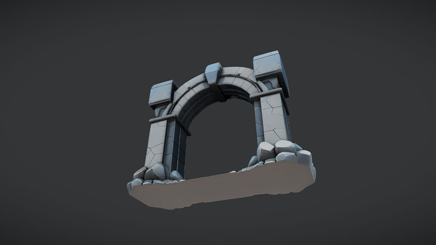 ancient stone archway 3D model_7
