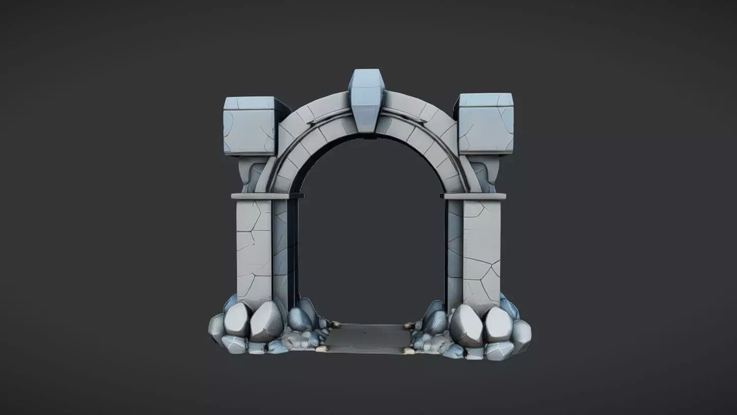 ancient stone archway 3D model_0
