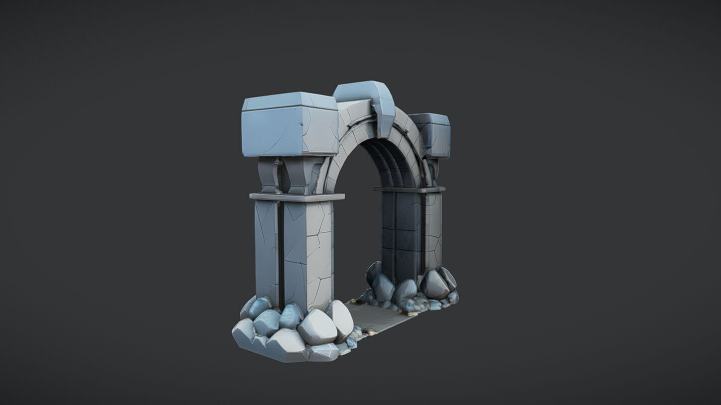 ancient stone archway 3D model_2