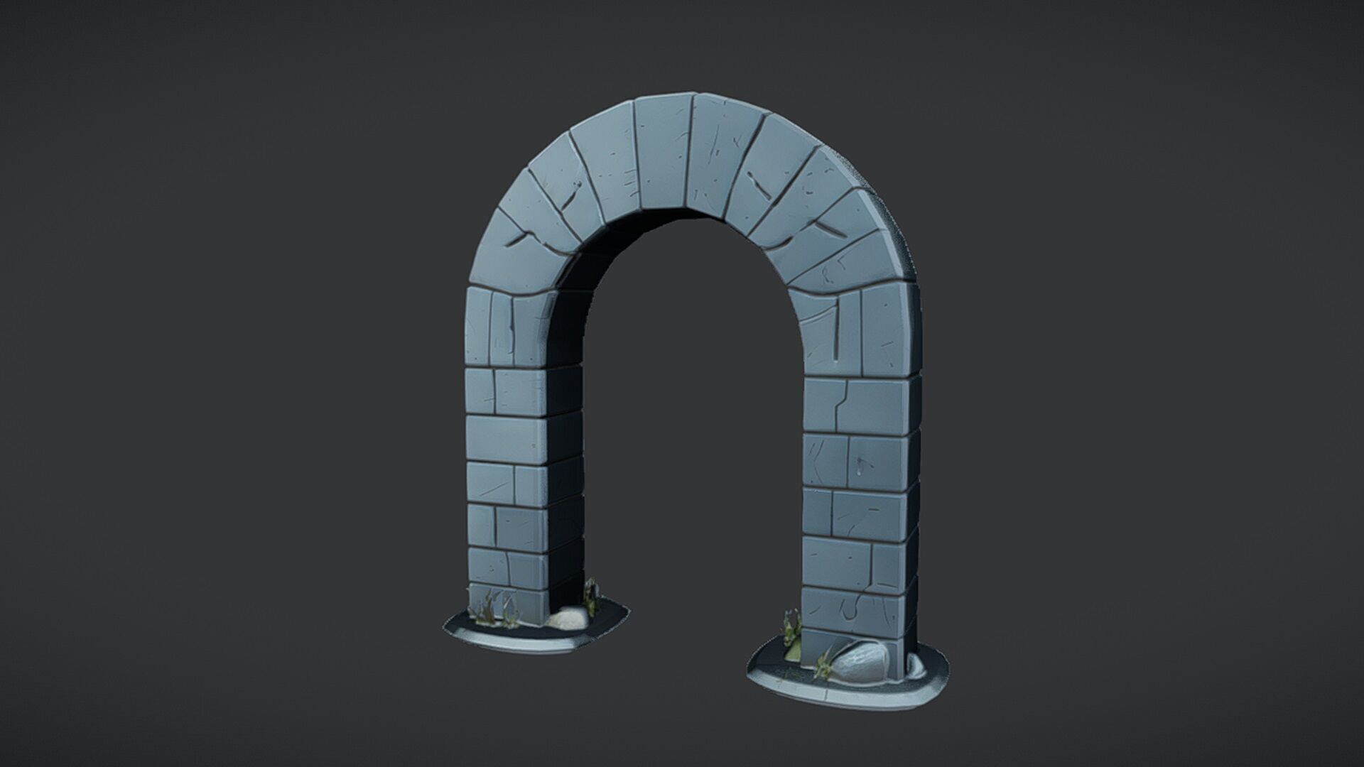 stone archway with plant 3D model_5