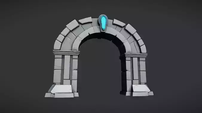 fantasy stone archway with glowing glyph 3D model